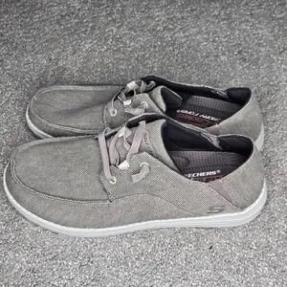 Casual Men’s Gray Canvas Lace-Up Shoes - Picture 2 of 9